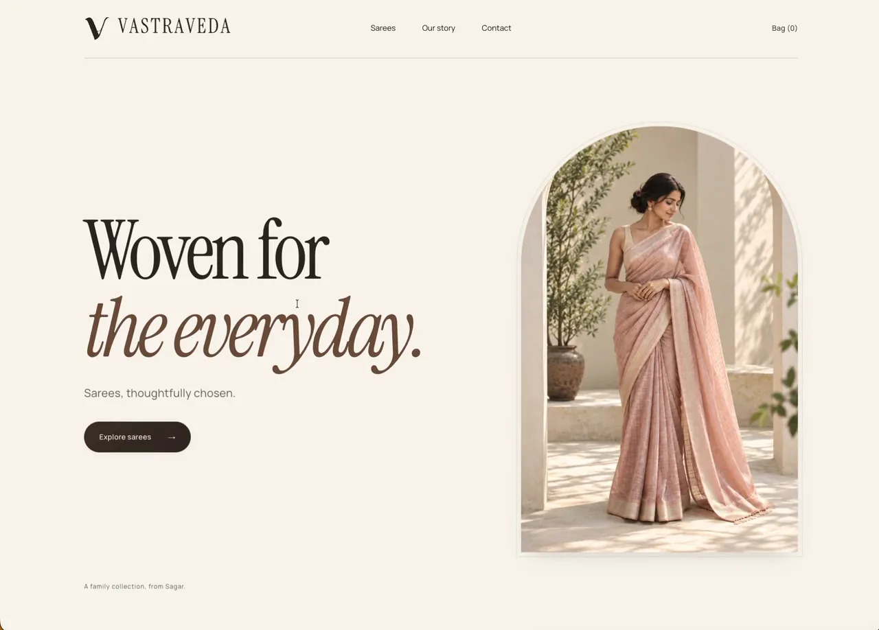 Vastraveda storefront from the supplied portfolio recording