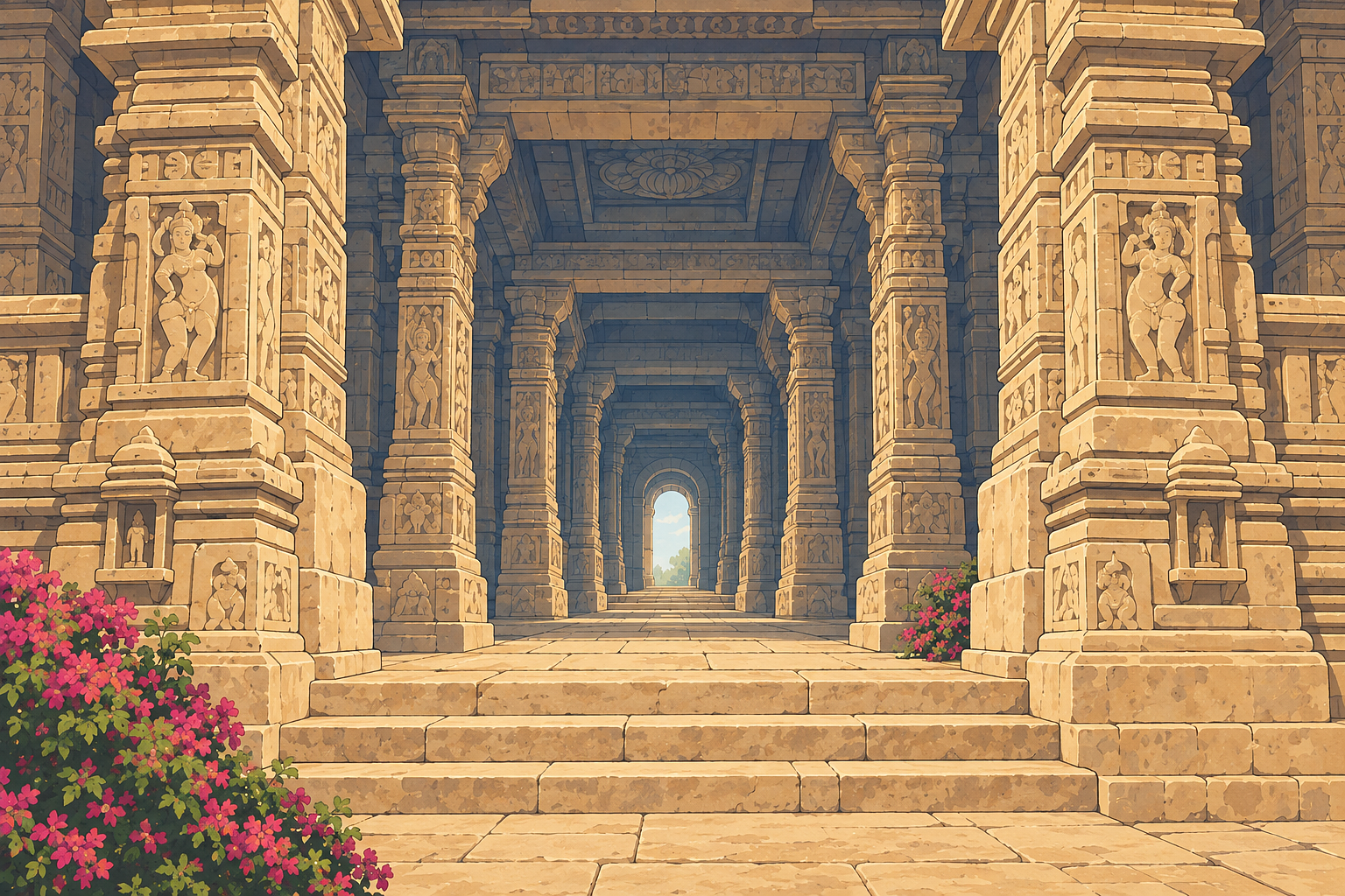 Carved doorway framing a dark interior.